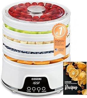 Food Dehydrator Machine for Jerky, 5 Trays with 165°F Temperature Control and 48H Timer, 350W Dryer for Fruit, Herbs, Meat, Veggies and Dog Treats, 50-Recipes Book Included