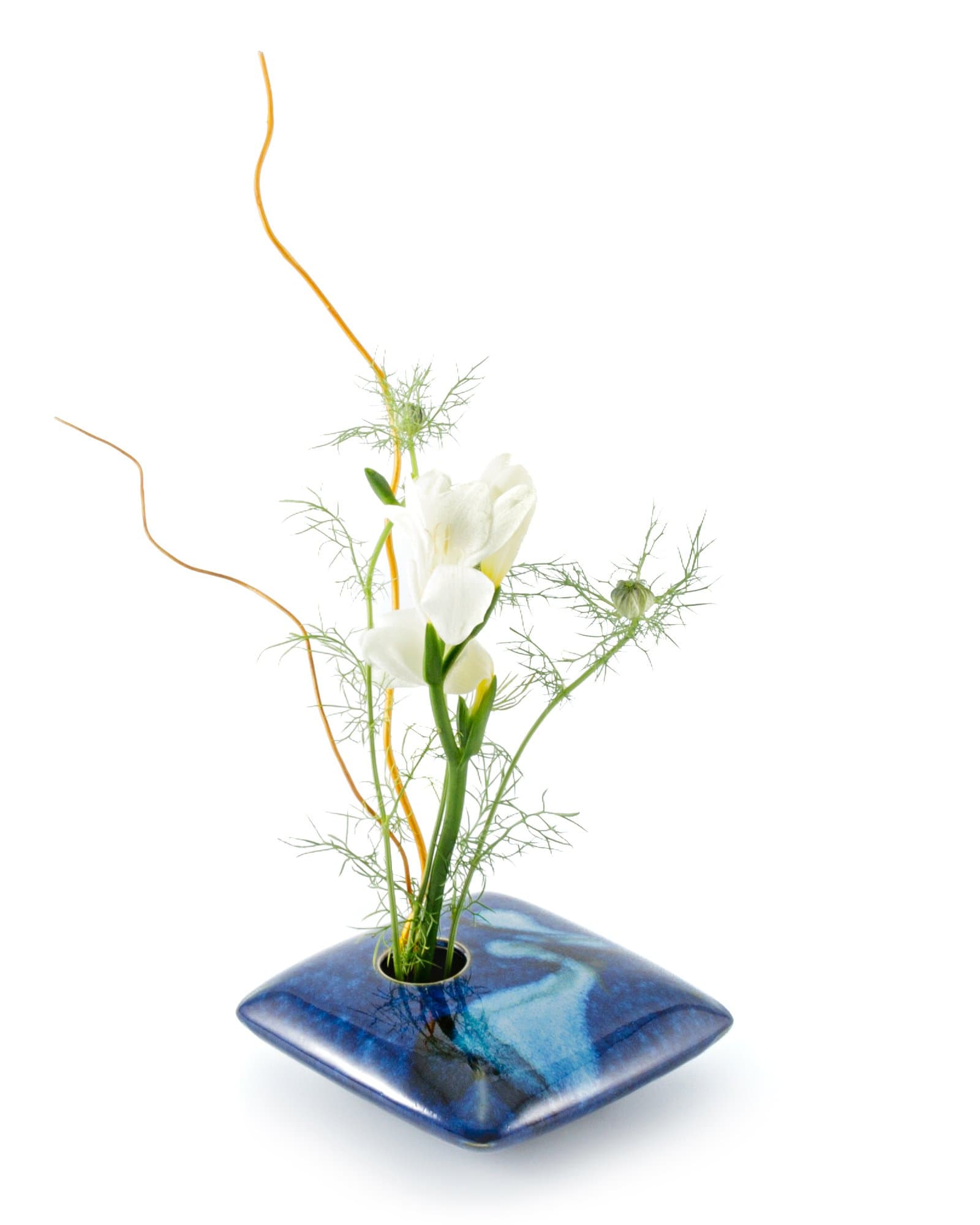Georgetown Pottery Square Ikebana Flower Vase, Blue Wave