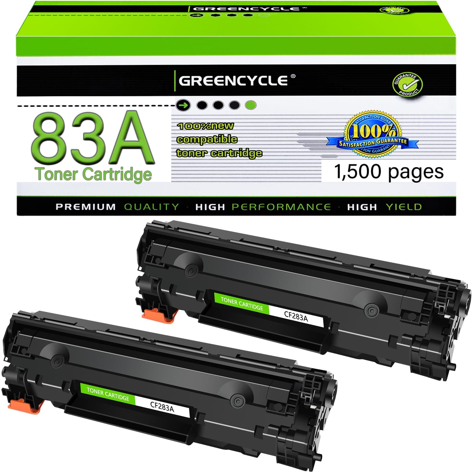 greencycle Compatible Toner Cartridge Replacement for HP 83A CF283A Work with LaserJet Pro MFP M125nw M201dw M225dw M127fw M127fn M125a Printer (Black,2-Pack)