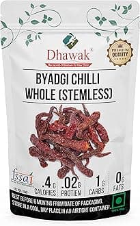Dhawak Byadgi Chilli Whole (Stemless) - 2 Kg. /Sabut lal Mirch /Dried Red Chilli/Red Chilli Whole