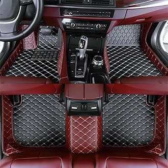 Sponsored Ad - Custom Luxury Car Floor Mats Suitable for All Sedans, Sports Cars,SUV, Business Vehicles, Trucks, Waterproof and Anti Slip Fully Covered Leather Floor Mats (Dark Brown and Black)