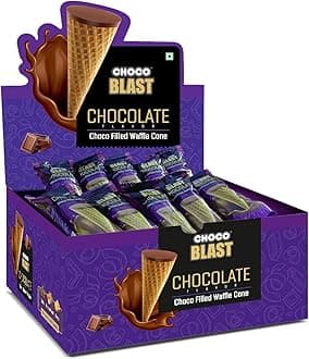 Chocoblast Waffle Cones [30 Pieces] | Chocolate Gift Box | Snacks for Kids & Adults | Non-Meltable Gift Pack | Individually Wrapped Chocolate Cone Bites | Chocolate-Filled Waffle Cone