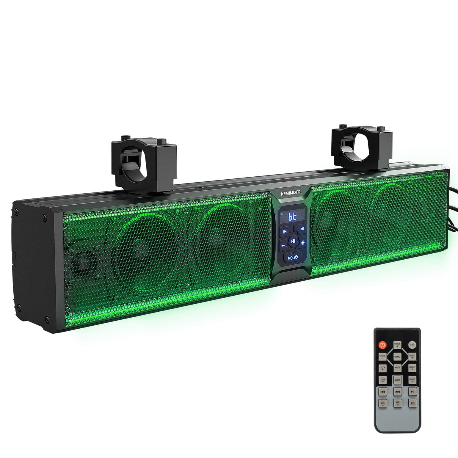 KEMIMOTO 6-Speaker Metal UTV Sound Bar, 25-inch IP65 Waterproof Golf Cart Sound Bar, ATV Speaker Bluetooth with RGB, SxS Soundbar Compatible with Polaris RZR Can-Am w/ 1.25 in - 2 in Roll Bar