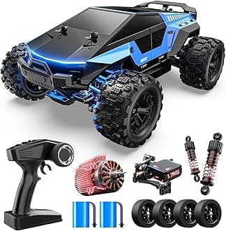 DEERC 1815 1/18 All Terrain Fast Drift & Racing RC Car, 40KM/H Remote Control Truck with Futuristic Body Shell, Extra Drift Wheels, 2.4GHz Waterproof Off-Road Vehicle with 2 Batteries for Kids & Adult