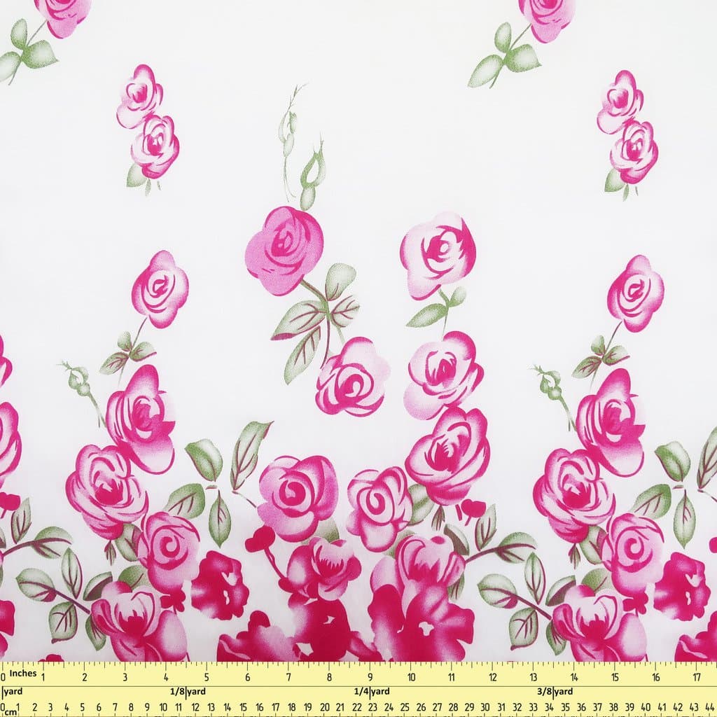 Rose Flower Pink Green Fabric