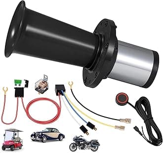 Ooga Horn 12V Kit, Antique Classic Aooga Ahooga Car Horn with Wire and Button, 115dB Vintage Old School OOGA Air Horns for Golf Cart Car Truck