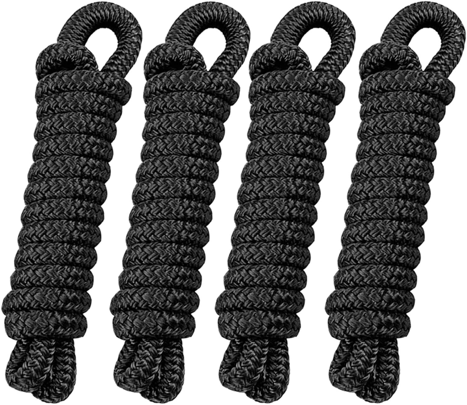 Fender Lines 4 Pack 3/8 Inch x 6 ft Premium Boat Fender Lines with 5" Eyelet, Double Braid Nylon Boat Bumper Rope/Boat Fender Rope, Dock Lines Boat Ropes for Docking Boat Lines Dock Ties,J-FM TWNTHSD