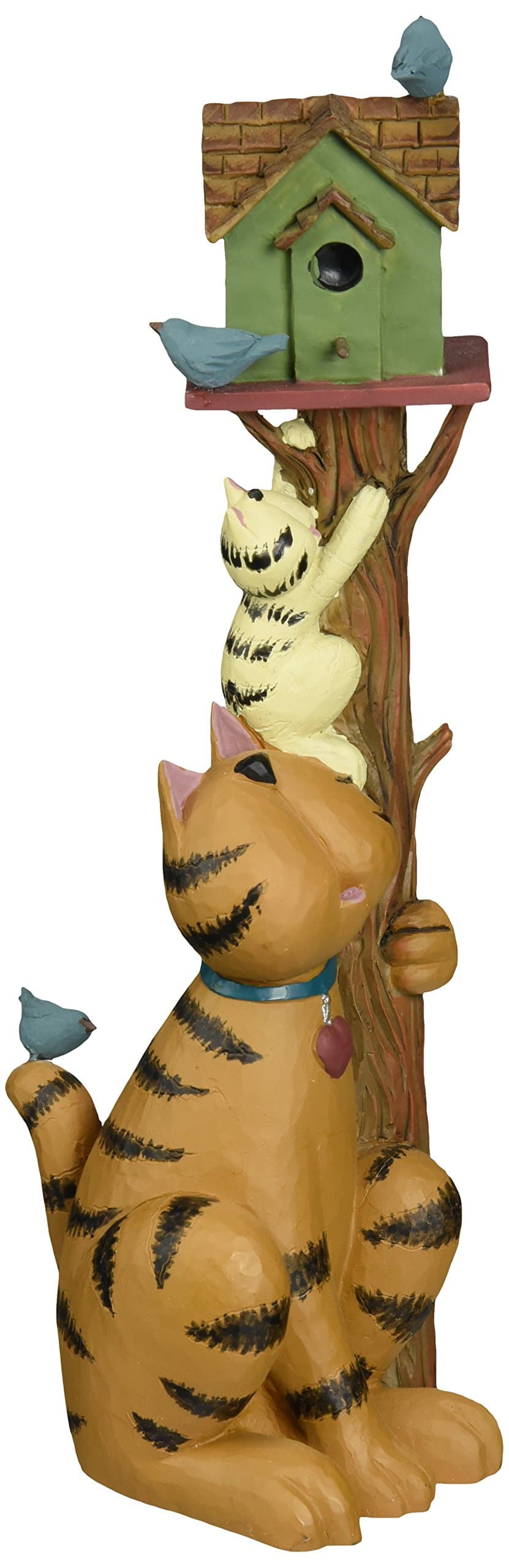 up a Tree Kitty Cat with Birdhouse Stand Figurines
