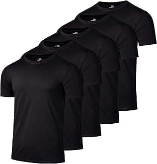 Real Essentials 5 Pack: Men’s Short Sleeve Dry Fit Active Crew Neck T Shirt - Athletic Running Gym Workout Tee Tops