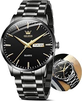 Classic Men Watches with Date,Stainless Steel Man Watch with Date, Bussiness Watches for Men,Luminous Quartz Mens Watches Black/White/Blue/Gold, Waterproof Male Watch with Week