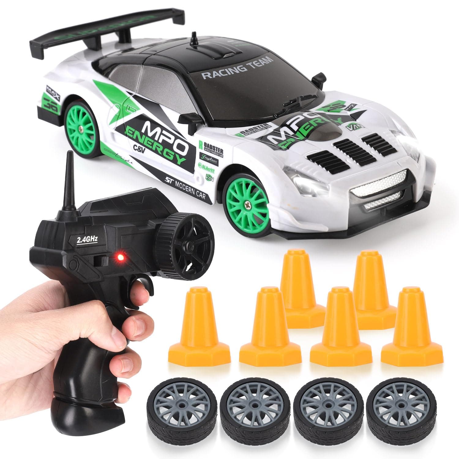 Liberty Imports RC Drift Car 1/24 2.4GHz 4WD Remote Control Sport Racing On-Road Vehicle with LED Light, Batteries and Drift Tires (Style 2)