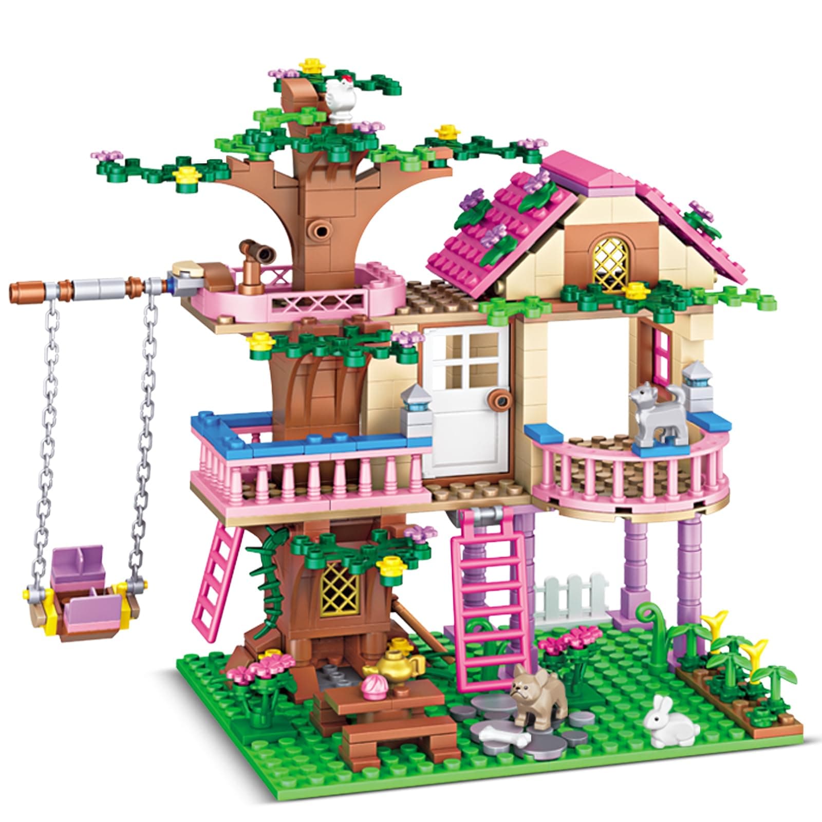 Tree House Building Set Compatible with Friends, 504 PCS Forest House Building Kit Birthday Gift for Kids Girls Boys Age 6-12 Years（7652）