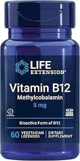 Vitamin B12 Methylcobalamin, Nerve Health Supplement, Cognitive Support, Energy Vitamin, methylcobalamin B12, 5 mg, Quick-Dissolving, Gluten-Free, Non-GMO, Vegetarian, 60 lozenges