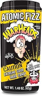 Atomic Fizz - Extreme Sour Fizzing Hard Candy - Sour Apple, Black Cherry, Blue Raspberry, Lemon & Watermelon Flavors - 1.48 oz Canister