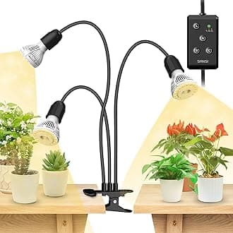 SANSI - LED Grow Lights for Indoor Plants, Lifetime Free Bulb Replacement, 450W Full Spectrum with 3 Gooseneck Clips for Growing Plants, Plant Light with Timer