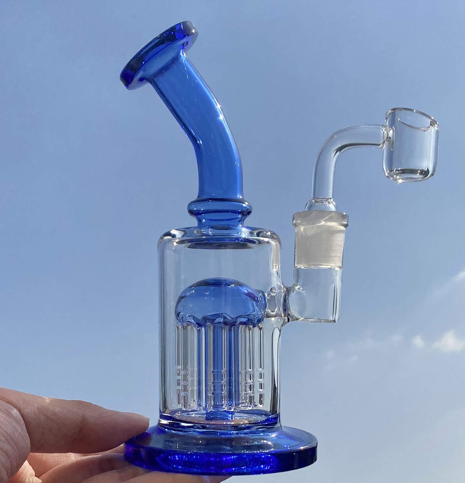 Zoeey Glass Bong 8 Arm Tree Perc Classic Percolator Thick Water Pipe Dab Rig Oil Rig Heady Pipe Blue Bubbler Recycler