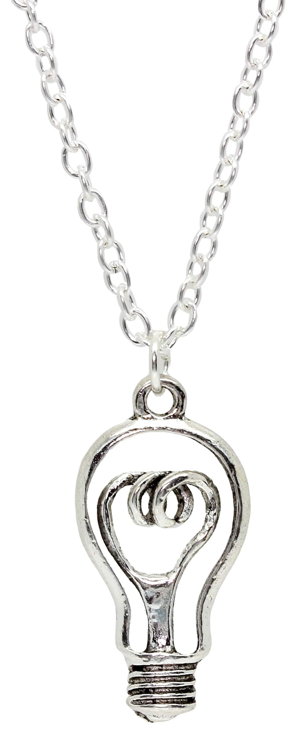 bluebubbleBright Spark Silver Light Bulb Necklace on Gift Card