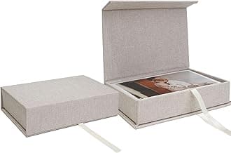 Vienrose Linen 4" x 6" Photo Cases and Postcard Keeper Storage Container Box 1Pcs for Photo, Postcard, Decorative Paper, Beige