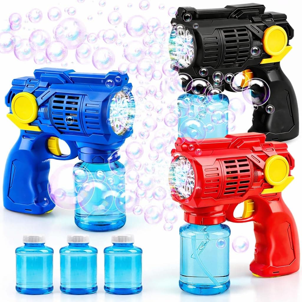 Toy Life 3 Pack Bubble Guns for Kids, Automatic Bubble Blower, Leakproof & Lightweight, Outdoor Summer Toy, Easter Basket Stuffer, Party Favor, Birthday Gift for Toddlers Boys Girls