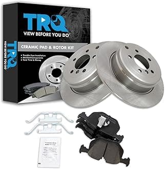 TRQ Rear Brake Pad & Rotor Kit Brake Pads Brake Rotor Ceramic Compatible with 2003-2005 Land Rover Range Rover