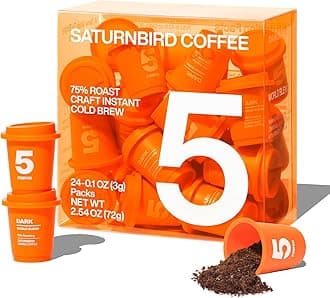 Saturnbird Super Instant Coffee Pods, Specialty Cold Brew Freeze-dried Coffee, No.5 Dark Roast, 100% Arabica, Brew with Hot/Cold Water or Milk, 24 Single-Serve Packets