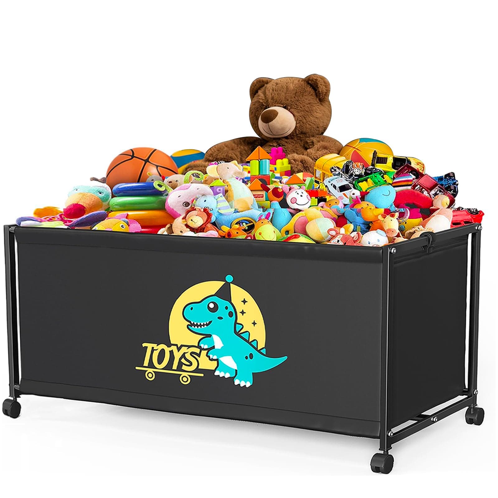 Extra Large Toy Box with Wheels, 32.7”x16.9”x18.9” Kids Toy Chest, 150L Toy Storage Organizer for Living Room, Nursery, Bedroom, Playroom, Closet, Toy Boxes for Boys, Girls, Kids, Black