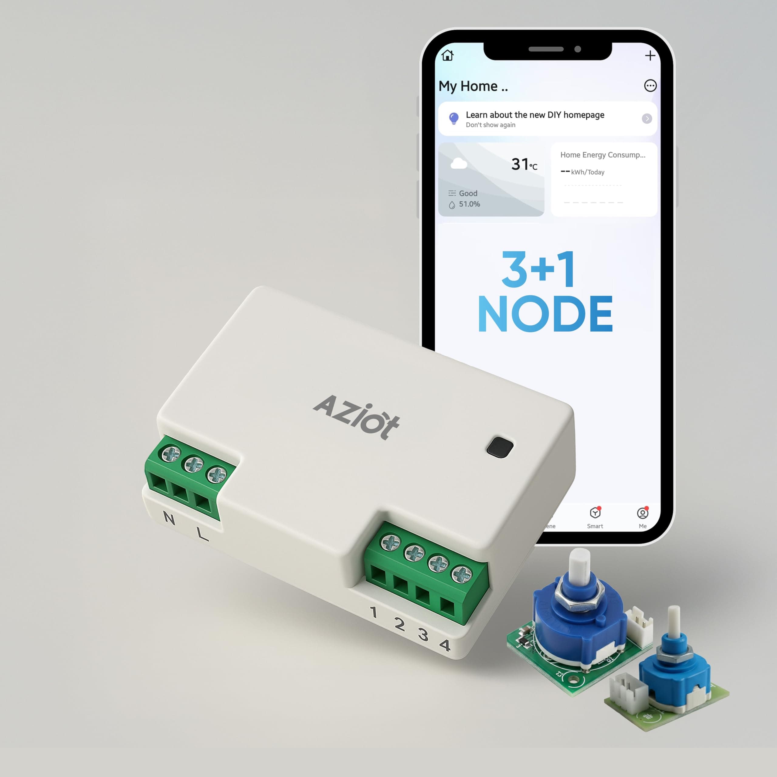 3+1 Fan Smart Switch - WiFi/Bluetooth Communication - Made in India - Timer Function - Works with Google Home and Amazon Alexa… (3+1 Node)