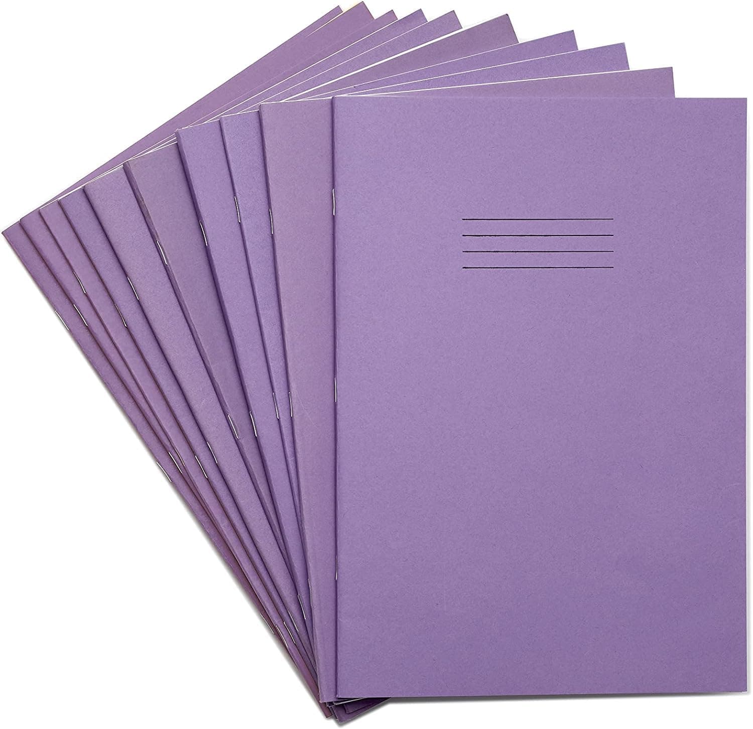 Rhino A4 Exercise Books, 80 Page / 7mm Squared Paper Notebook, 10 Pack, Office & School Stationery Supplies, Purple