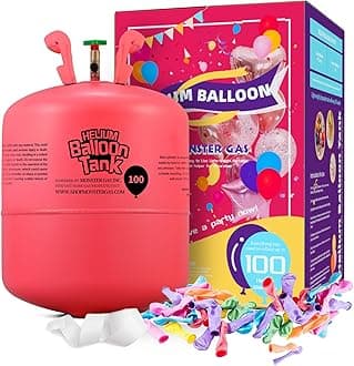Monster Gas 22L Helium Tank For Balloons At Home, Balloon Helium Tank Up To 100 Latex Balloons, Small Helium Tanks, Attachment: 50 9" Latex Balloons+3 White Ribbon