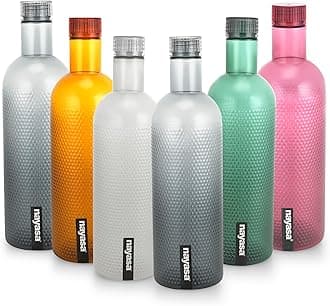 Nayasa Turtle Plastic Water Bottle | 1000ML Each | Set of 6 | BPA-Free, Leak-Proof, Airtight Cap | Durable & Reusable for Home, Office, School Use | Multicolor