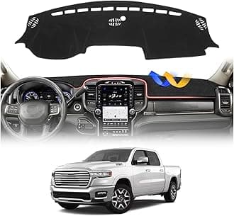 Cartist Dashboard Cover for 2019-2026 Dodge Ram 1500 2500 3500 Dash Cover,OEM Custom Fit Anti-Glare UV Protection Dash Mat,Non-Slip Polyester Car Interior Accessories