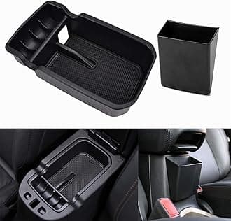 YOCTM Black Center Console Armrest Storage Box Phone Holder Pallet Organizer Cover Trim for Jeep Compass 2017 2018 2019 2020 2021 Interior Car Styling Accessories (Pack of 2)