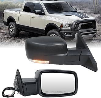 Passenger Side Mirror Compatible with 2009-2018 Dodge Ram 1500 2010-2018 Dodge Ram 2500 3500 4500 Mirror with Manual Fold Heated Turn Signal Light Puddle Light Black（9 Pins）