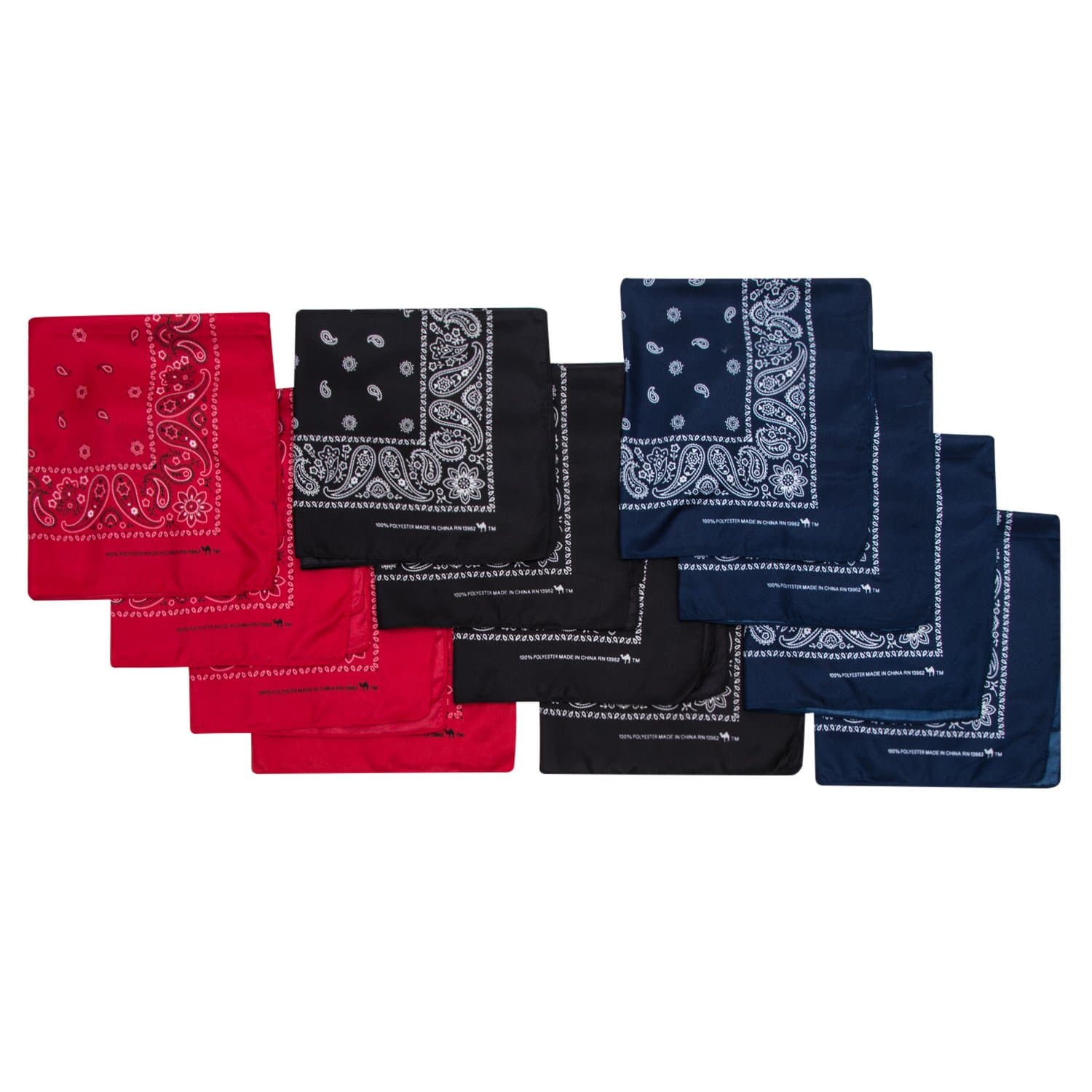 Camel BrandBandana 12 Pack 21x21 100% Polyester