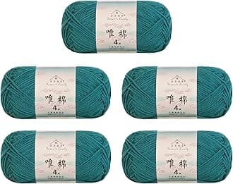 4 ply 60% Cotton 40% Acrylic Yarn - Soft & Durable - 5 x 50g (1.76oz) - 655 Yards for Knitting & Crocheting - Baby Blankets, Amigurumi, Sweaters & More