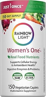 Rainbow Light Womens One High-Potency Daily Multivitamin, Womens Multivitamin Provides High-Potency Immune Support, With Vitamin C, Biotin and Ashwagandha, Vegetarian, 150 Count