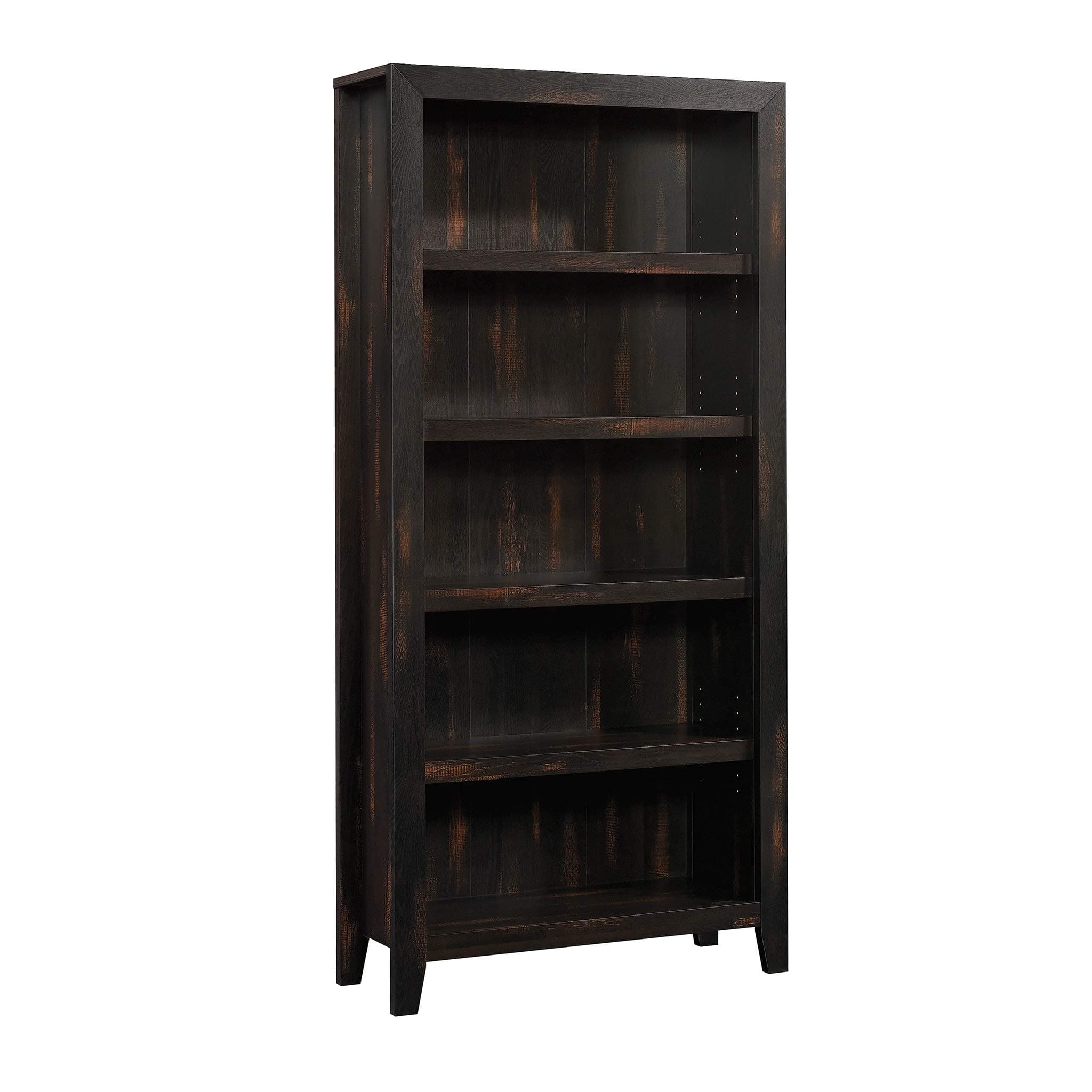 Sauder Dakota Pass 5-Shelf Bookcase Rustic Bookshelf, in Char Pine