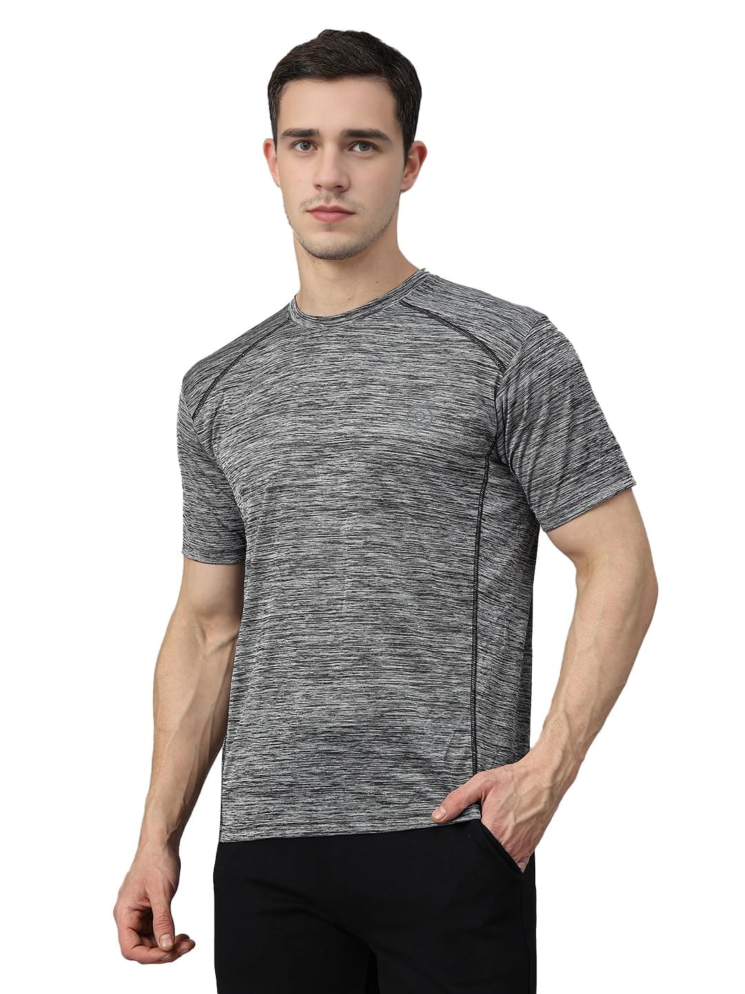 Men's Polyester Regular Fit Round Neck Regular Dry Fit Gym Sports T-Shirt