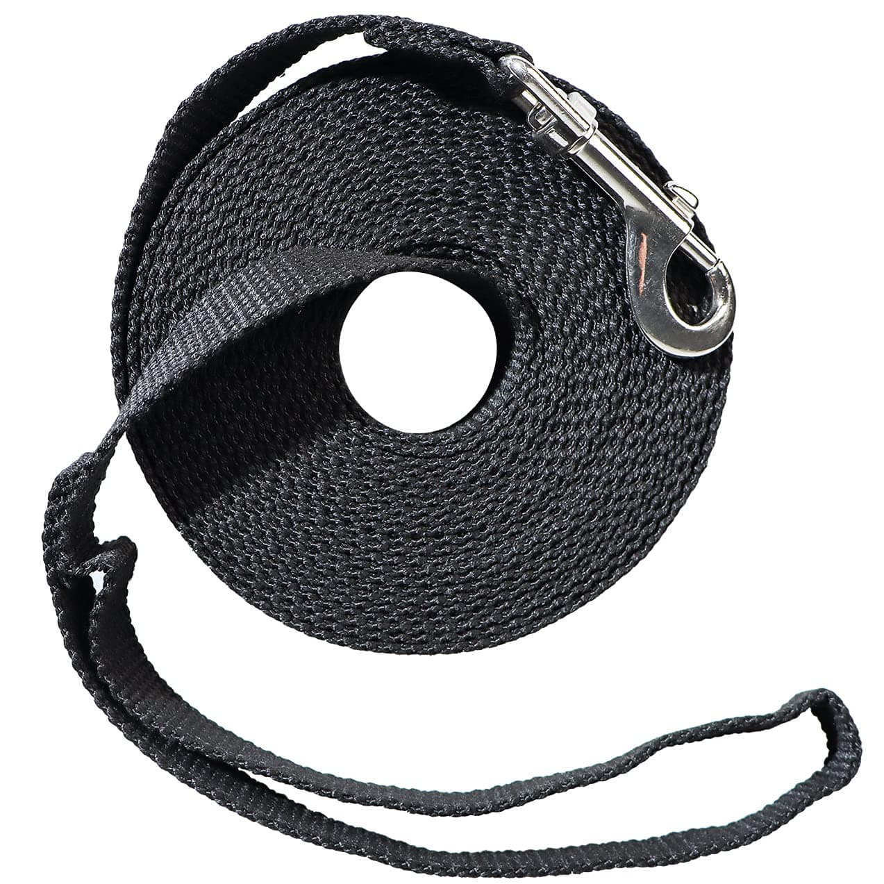 Cotton Web Dog Training Lead Black (20-Feet)