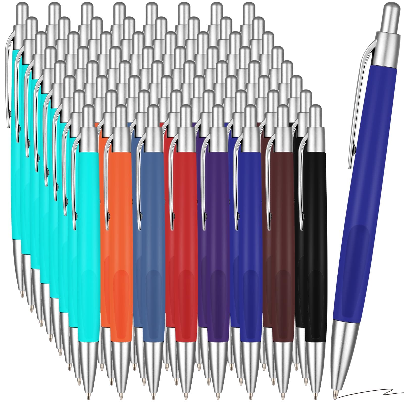 64 Pack Retractable Ballpoint Pens Bulk Black Ink Pens 0.7mm Small Smooth Writing Aesthetic Pens for Pocket Notebook Office Work School