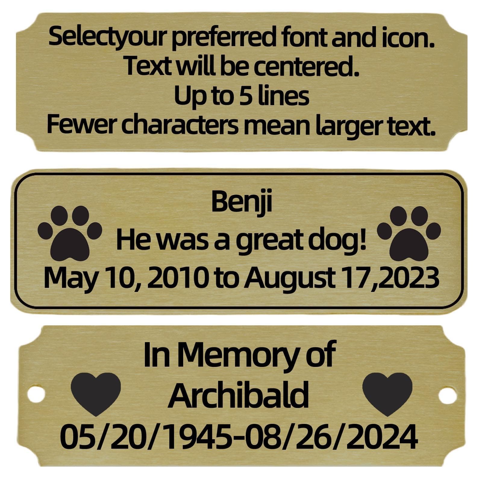 Brushed Brass Personalized Name Plaque,Engraved Custom Name Plate,Engraving Custom Name Plate with Adhesive Backing or Screws for URN,Trophy, Picture Frame