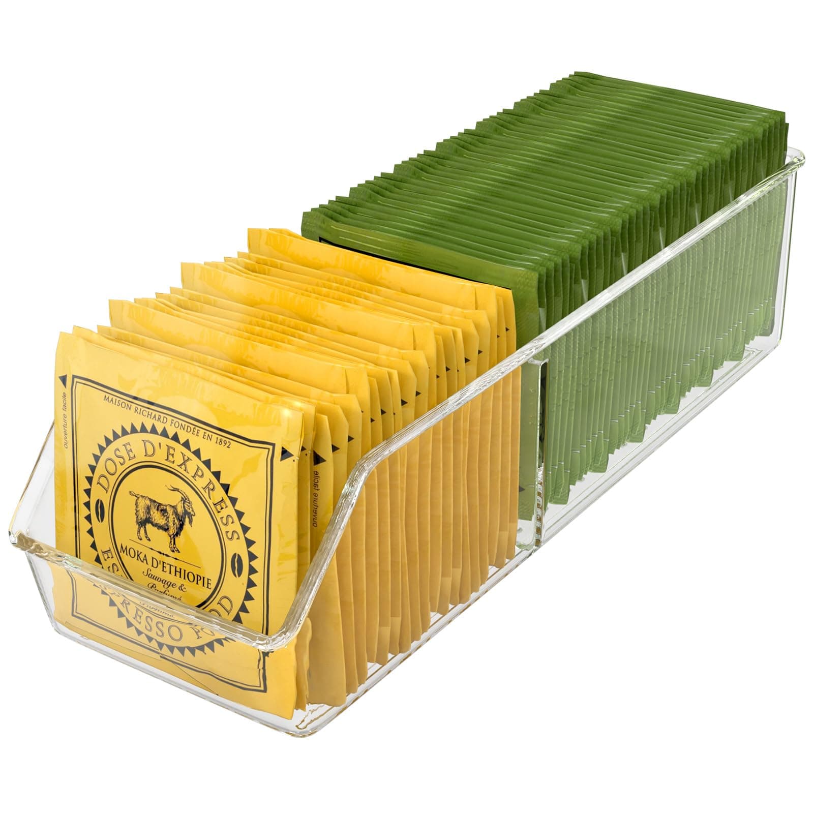 MaxGear Tea Bag Organizer Clear Plastic Tea Bag Storage Holder for Pantry, Kitchen, Cabinet, Countertop, 1 Pack