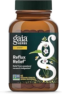 Reflux Relief - Digestive Comfort Support Supplement - Aloe Vera, Marshmallow Root, Chamomile, Licorice - Helps with Occasional Heartburn & Indigestion* - 45 Chewable Tablets (45 Servings)