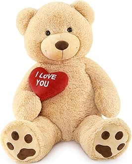 MaoGoLan Big Teddy Bear Stuffed Animal, Soft and Cuddly Giant Teddy Bear Plush with I Love You Red Heart,Valentines Gift for Kids,Girlfriend,Boyfriend,Lover,36 inches