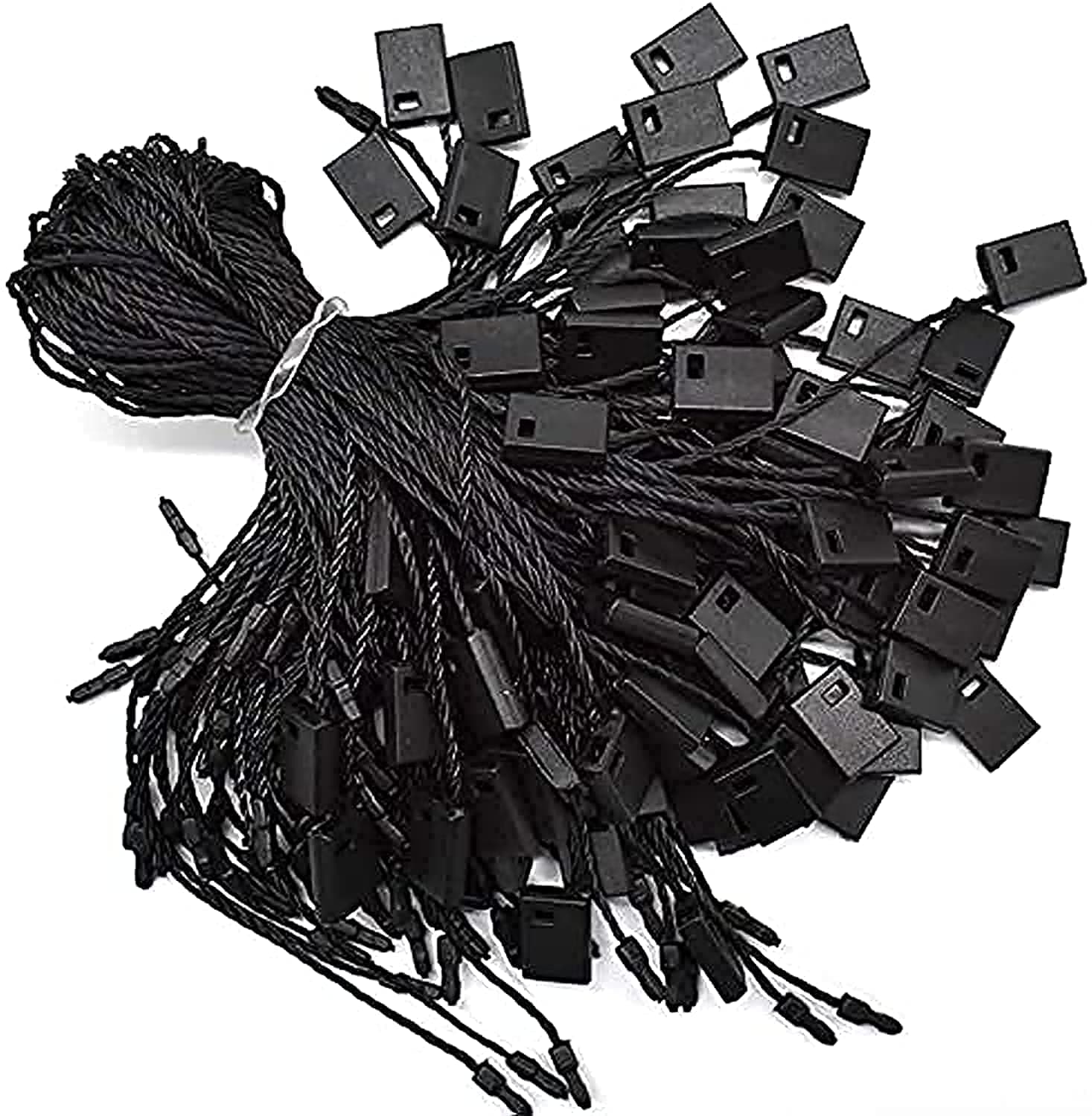 1000Pcs Black Hang Tag String Snap Lock Pin Loop Fastener Hook Ties for Clothes Gift Bags Price Tags Shoes, Belts Pocket Squares Luggage Label Attachment, Easy and Fast to Attach