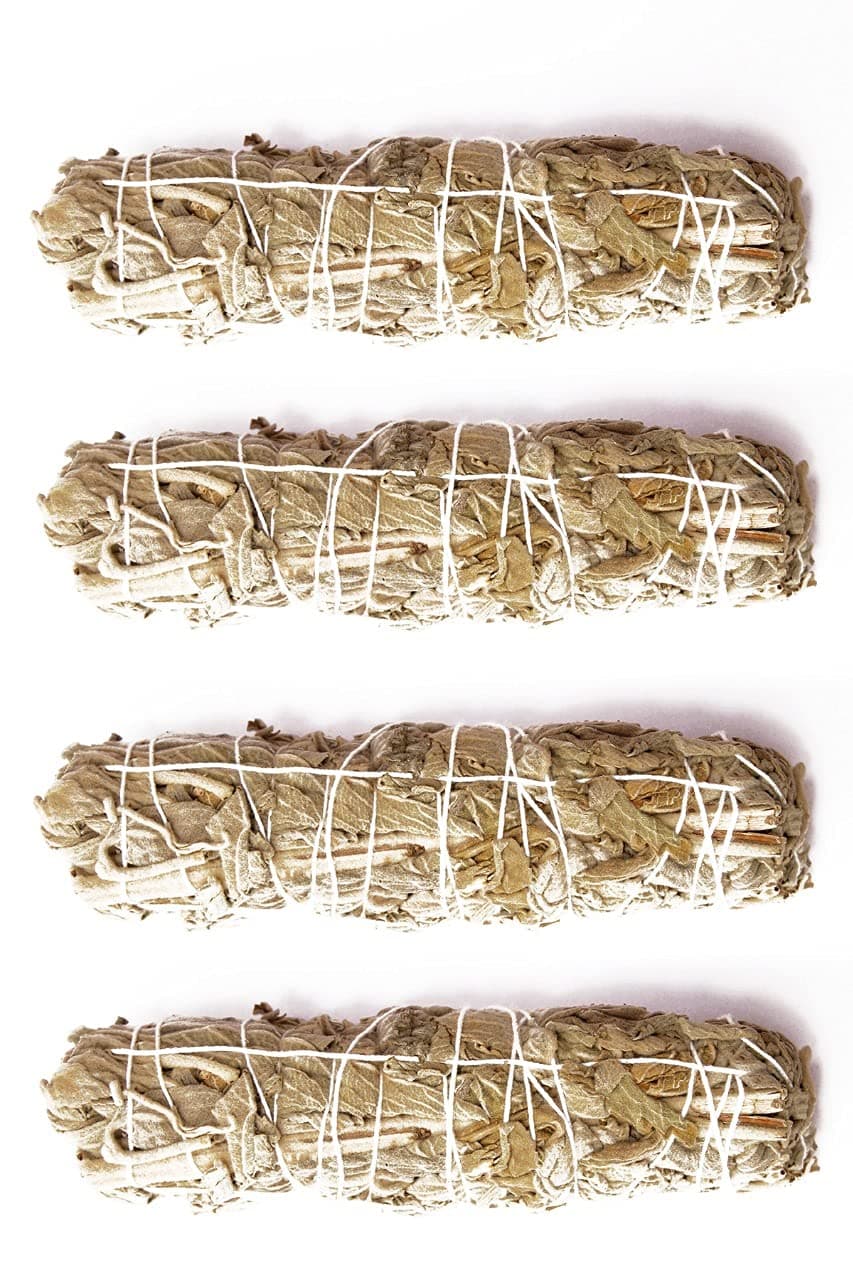 The Fab Home Indian White Sage 4 Bundle Smudging Sticks for Cleansing Home Smudge Rituals (6 Inches, 25-30 Grams Each) Incense Sticks for Removing Negativity,Spiritual Healing