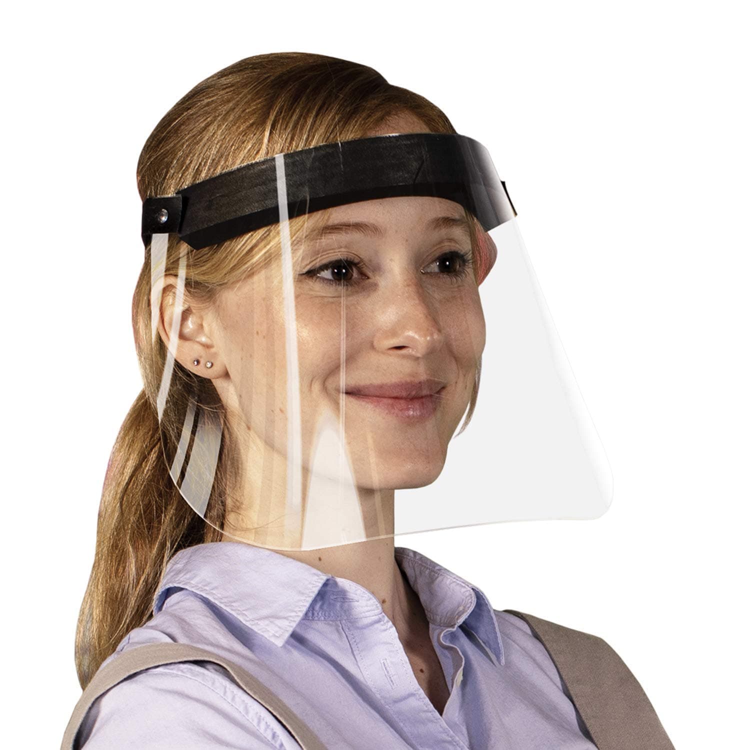 Made in USA Durable and Reusable Face Shield, One Size Fits All, Anti-Fogging Ultra-Clear Polycarbonate, Easy to Clean, REMOVE ANTI-SCRATCH FILM BEFORE USE