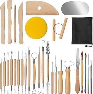 Amrules Clay Tools Kit, 31 PCS Pottery Tools, Practical Polymer Clay Sculptin...
