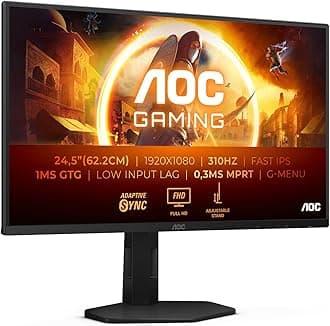 AOC 25G4SXU 24.5 inch FHD Gaming Monitor 310Hz, Fast IPS Panel, 0.3ms MPRT, Adaptive Sync, HDR400, G-Sync Compatible, Height Adjustment, (1920x1080 HDMI 2x 2.0 DP 1x 1.4 USB Hub) Black