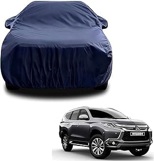 Sulfar 100% Water Resistant Car Body Cover Compatible with Mirror for Mitsubishi Pajero (Triple Stitched, Full Bottom Elastic, Navy Blue)